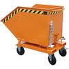 Chip tipping container with rollers, painted/galvanised